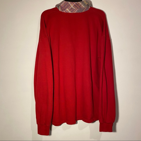 Vintage J. Crew Men's Quilted Collar Polo Long Sleeve Red XL - Picture 2 of 7